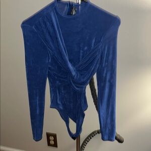 Kloset Envy Elegant Blue Velvet Women's Top